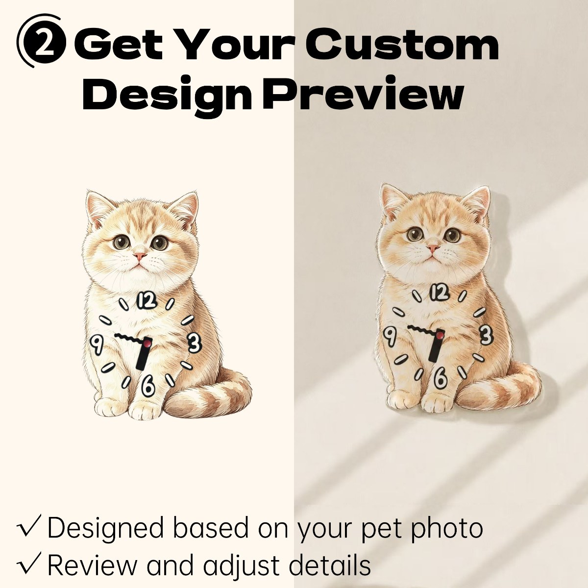 Sitting Pose | Custom Pet Moving Tail Clock