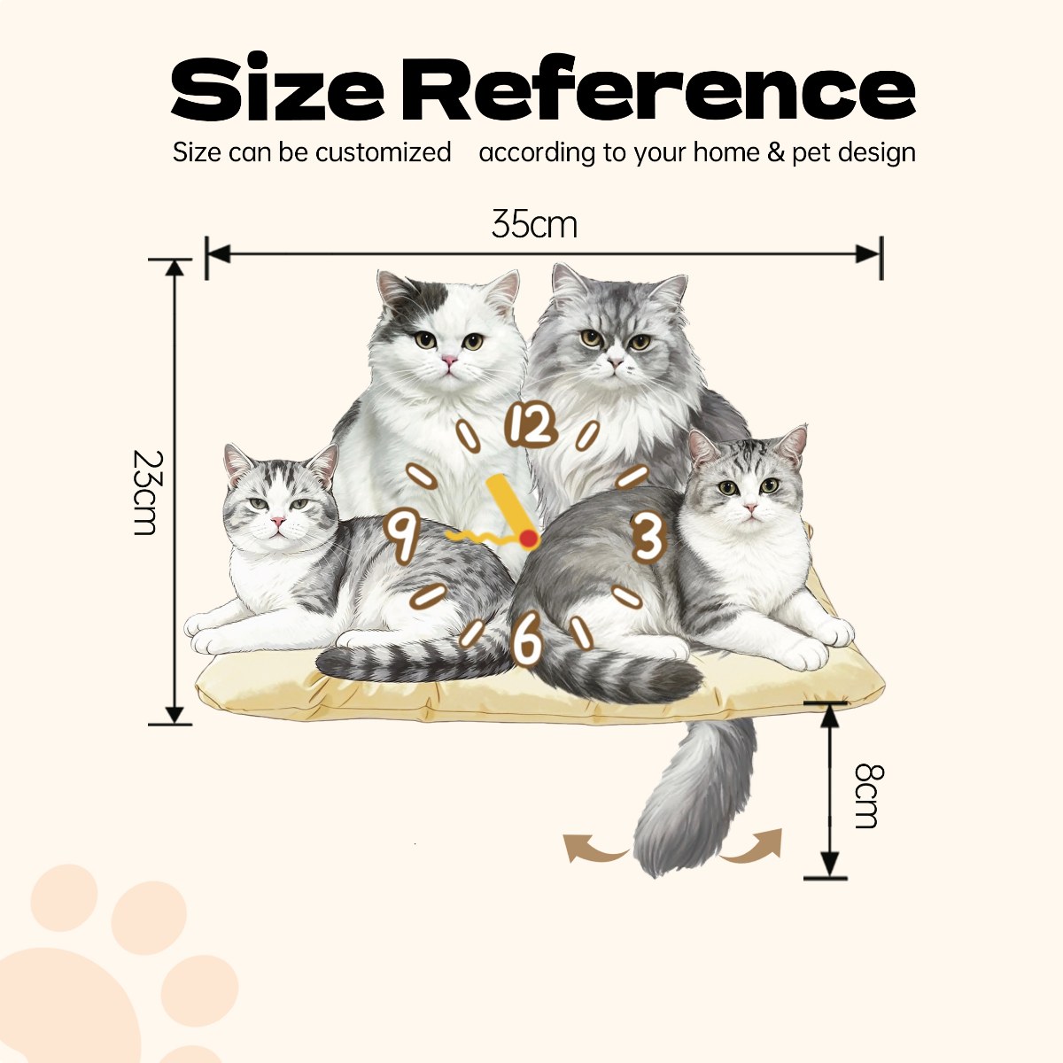 Four Pets | Custom Multi-Pet Moving Tail Clock