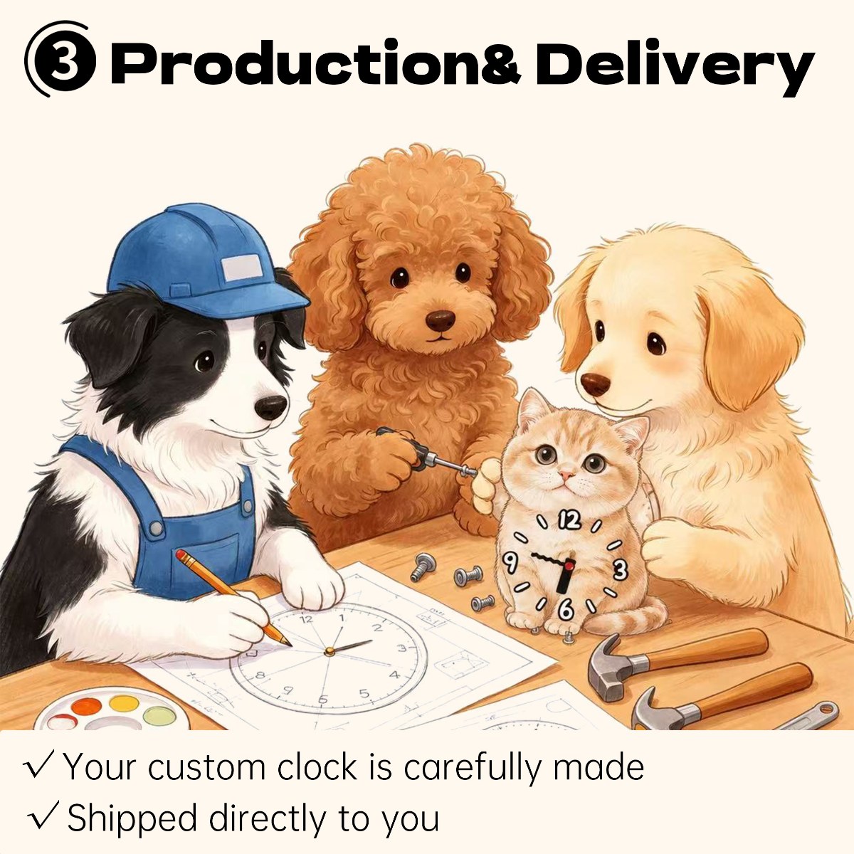 Flying Disc Pose | Custom Pet Moving Tail Clock