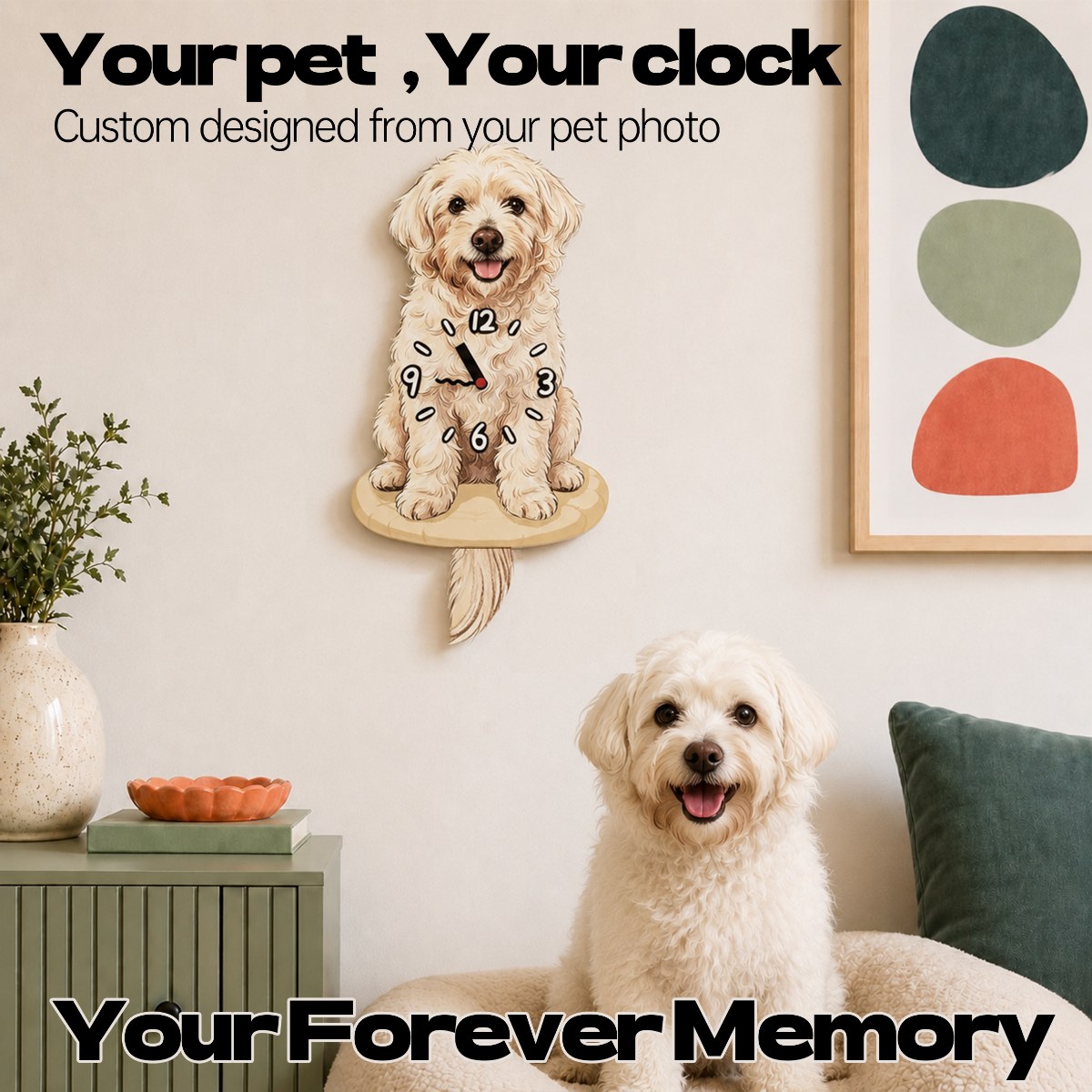 Sitting Pose | Custom Pet Moving Tail Clock